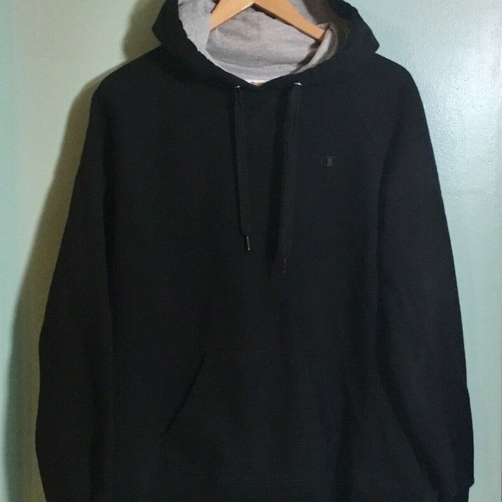 Champion Authentic Eco Hoodie Mens Size XL Black Sweatshirt Heavyweight